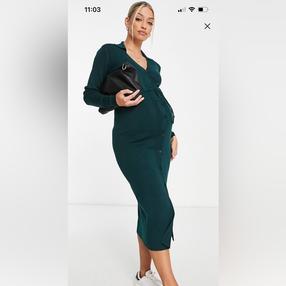 ASOS Maternity dress. Size small in dark green. Never worn.
